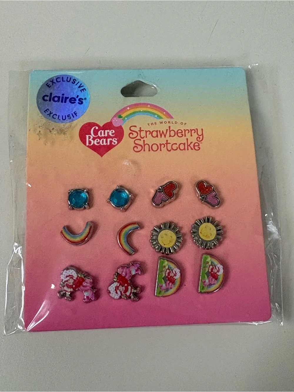 Care Bears x Strawberry Shortcake Kids Earrings Set - Pink & Blue